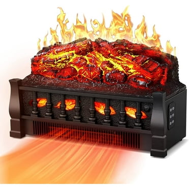 KISSAIR Electric Fireplace Log Set Heater 21IN, Remote Control, Flame Brightness Adjustable, Realistic Ember Bed