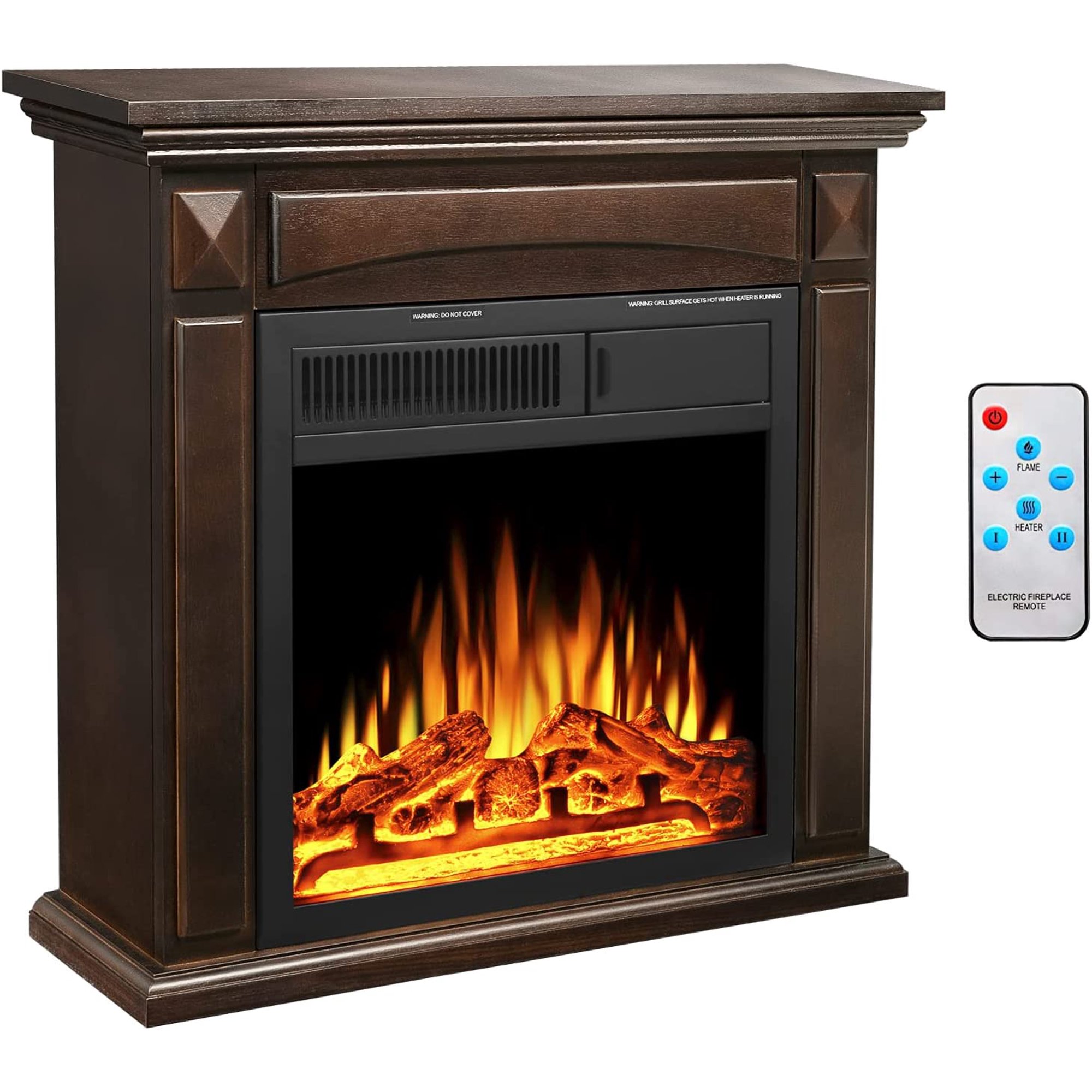 KISSAIR Electric Fireplace Mantel Wood Surround Firebox Freestanding Corner  Fireplace Heater Infrared Quartz Heater Adjustable Led Flame, Remote  Control, 750W-1501W, Brown - Walmart.com