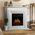 thumbnail image 1 of KISSAIR Electric Fireplace Mantel Wooden Surround Firebox, Free Standing Fireplace, with Remote Control, Adjustable LED Flame, 750W/1500W -Pearl White, 1 of 7