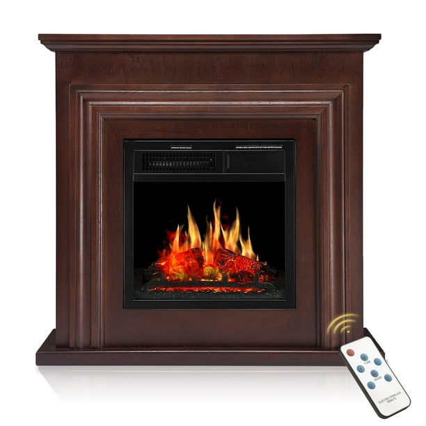 KISSAIR Electric Fireplace with Mantel Package Freestanding Fireplace