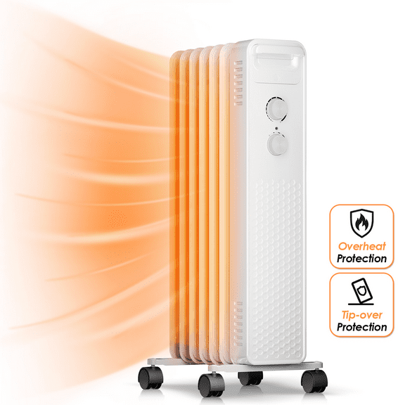 KISSAIR Electric Oil Filled Radiator Space Heater, Thermostat Room Radiant and Room Heater