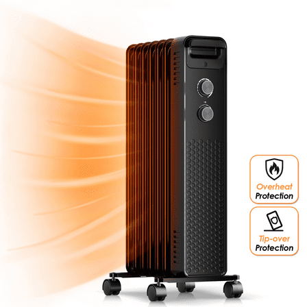 KISSAIR Electric Oil Filled Radiator Space Heater, Thermostat Room Radiant and Room Heater