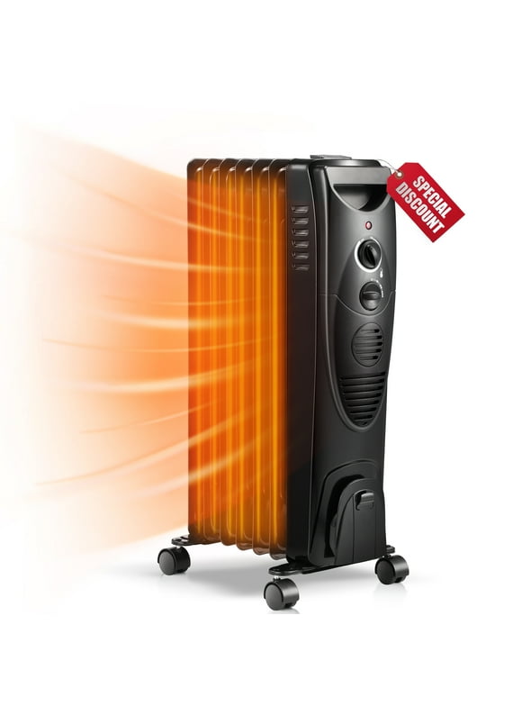 KISSAIR  Electric Oil Filled Radiator Space Heater, Thermostat Room Radiant and Room Heater