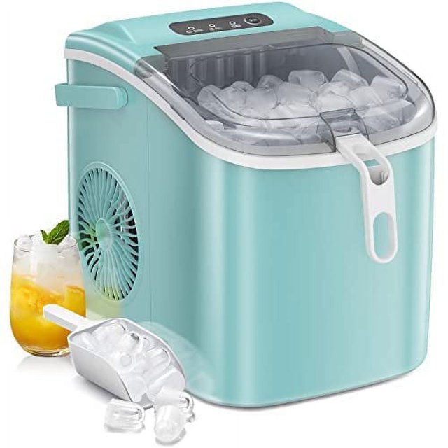 KISSAIR Ice Makers Countertop,Protable Ice Maker Machine with Handle