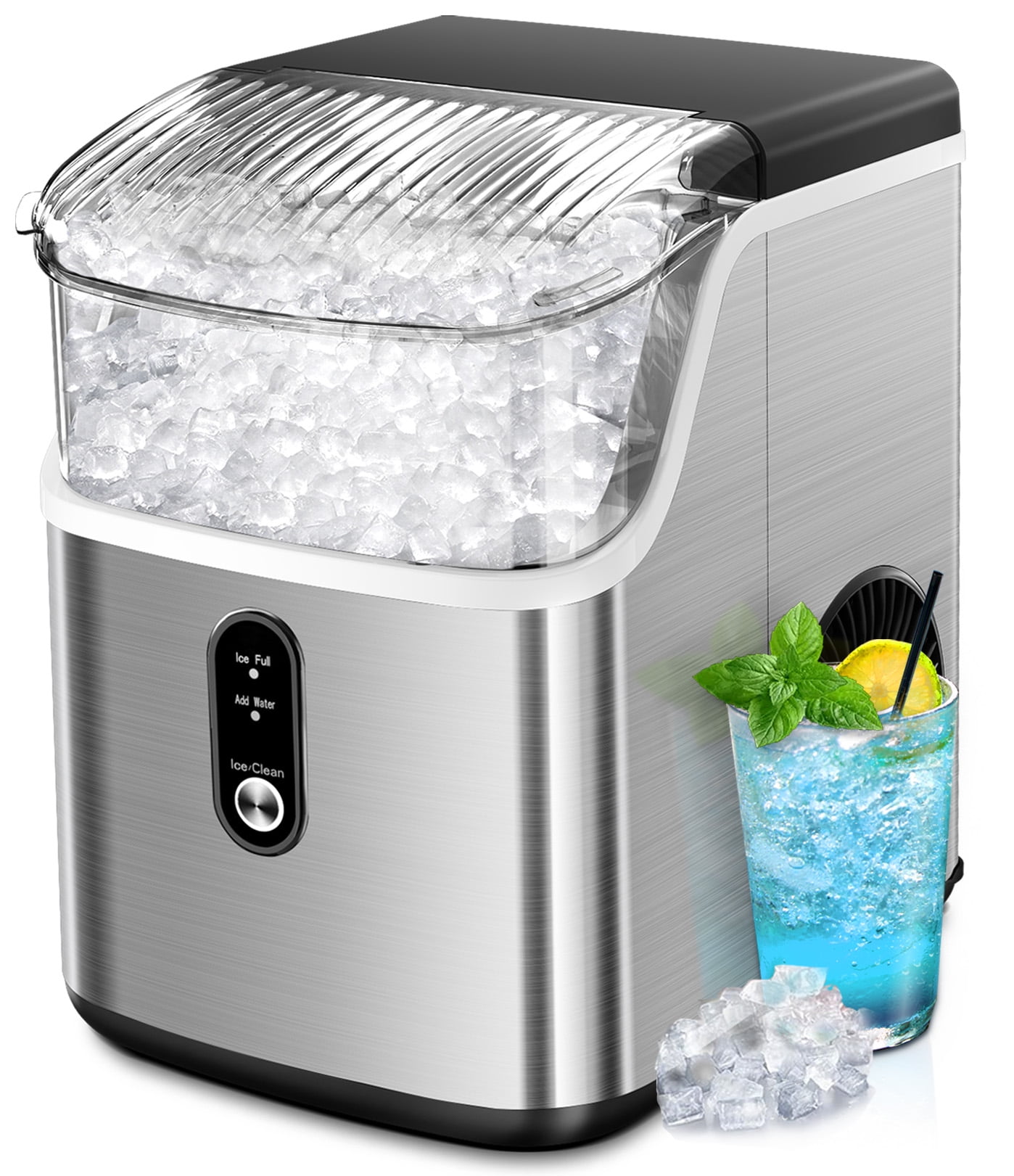KISSAIR Portable Sonic Nugget Ice Maker, 33lbs/24H, SelfCleaning