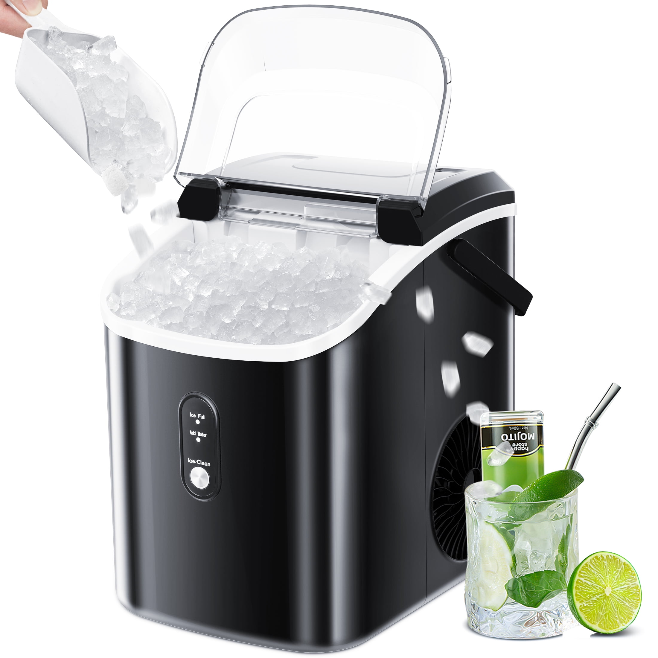 KISSAIR Portable Nugget Ice Maker Countertop, Self-Cleaning