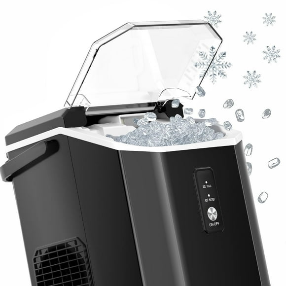 KISSAIR Nugget Ice Maker Countertop with Soft Chewable Pellet Ice, Portable Ice Machine with Handle, 35lbs/24H, Black
