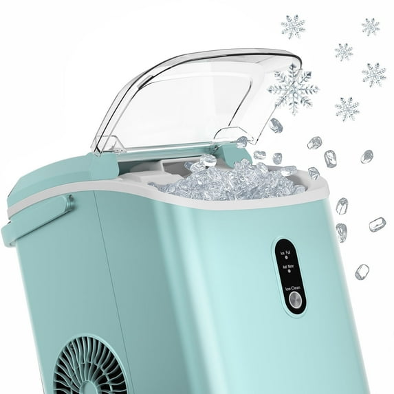 KISSAIR Nugget Ice Maker Countertop with Soft Chewable Pellet Ice, Portable Ice Machine with Handle, 35lbs/24H, Green