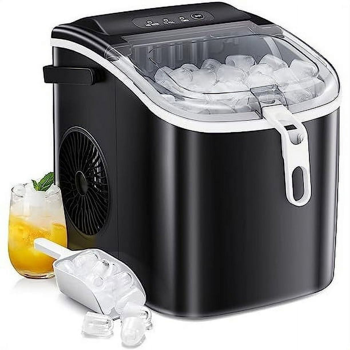 KISSAIR Portable Ice Maker Machine with Handle,26Lbs/24H,Bullet-Shaped Ice Cubes, Black - image 1 of 7