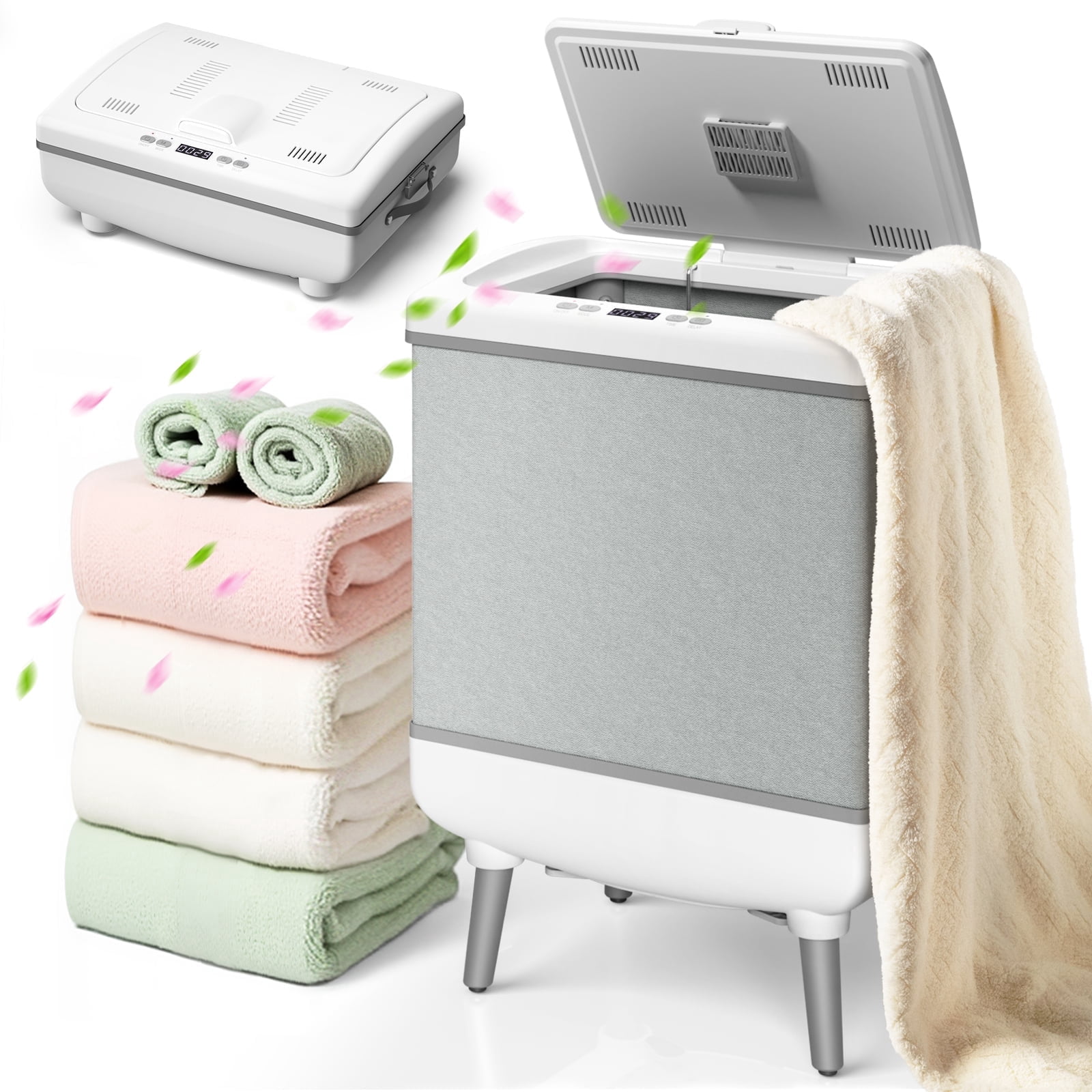 KISSAIR Foldable Towel Warmer, 40L Electric Hot Towel Warmer Bucket with 2 Modes, Adjustable Timer, LED Display, Fragrance Holder - Walmart.com