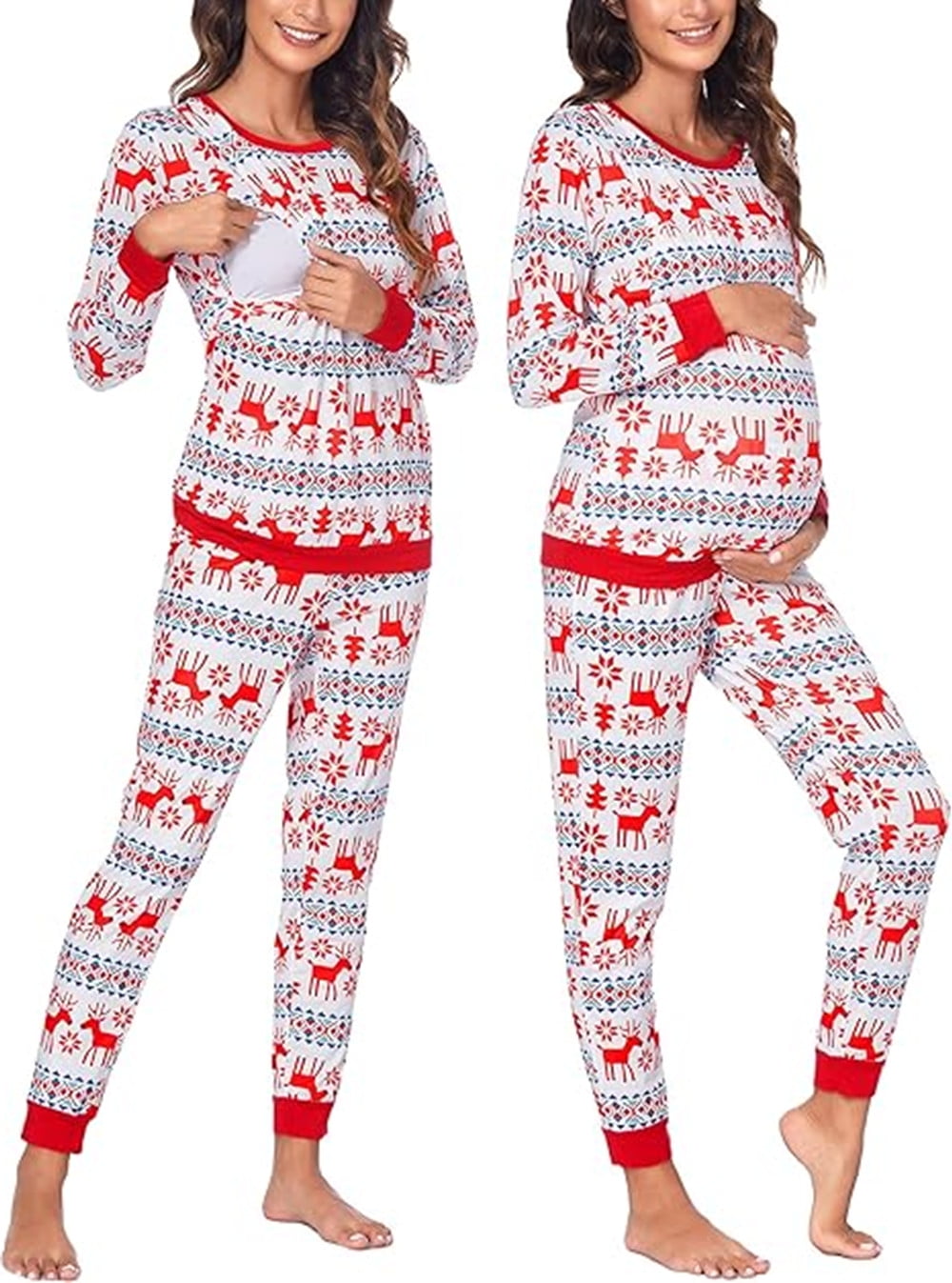 KISSGAL Nursing Christmas Pajamas for Women Maternity Thermal Underwear