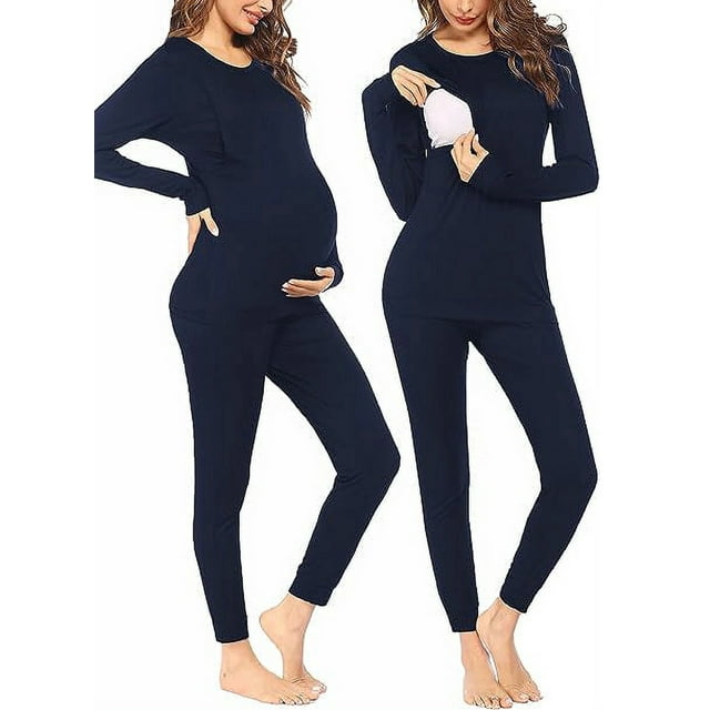 KISSGAL Nursing Pajamas for Women Maternity Thermal Underwear Sets Long