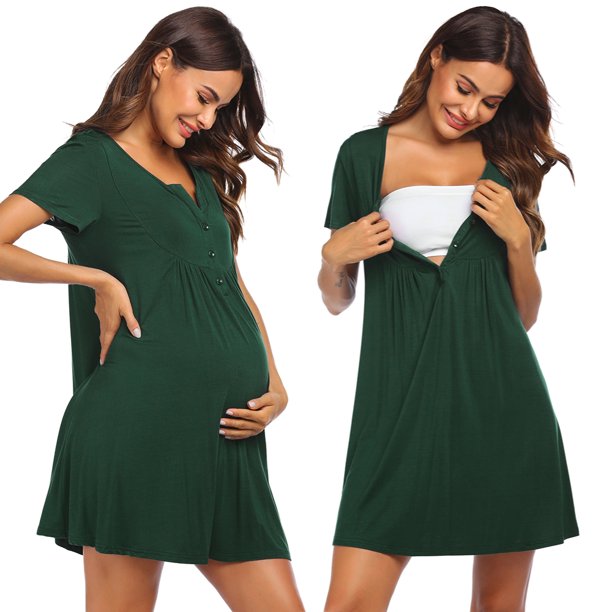 Kissgal Womens Maternity Nightgown 3 In 1 Delivery Labor Nursing Gown