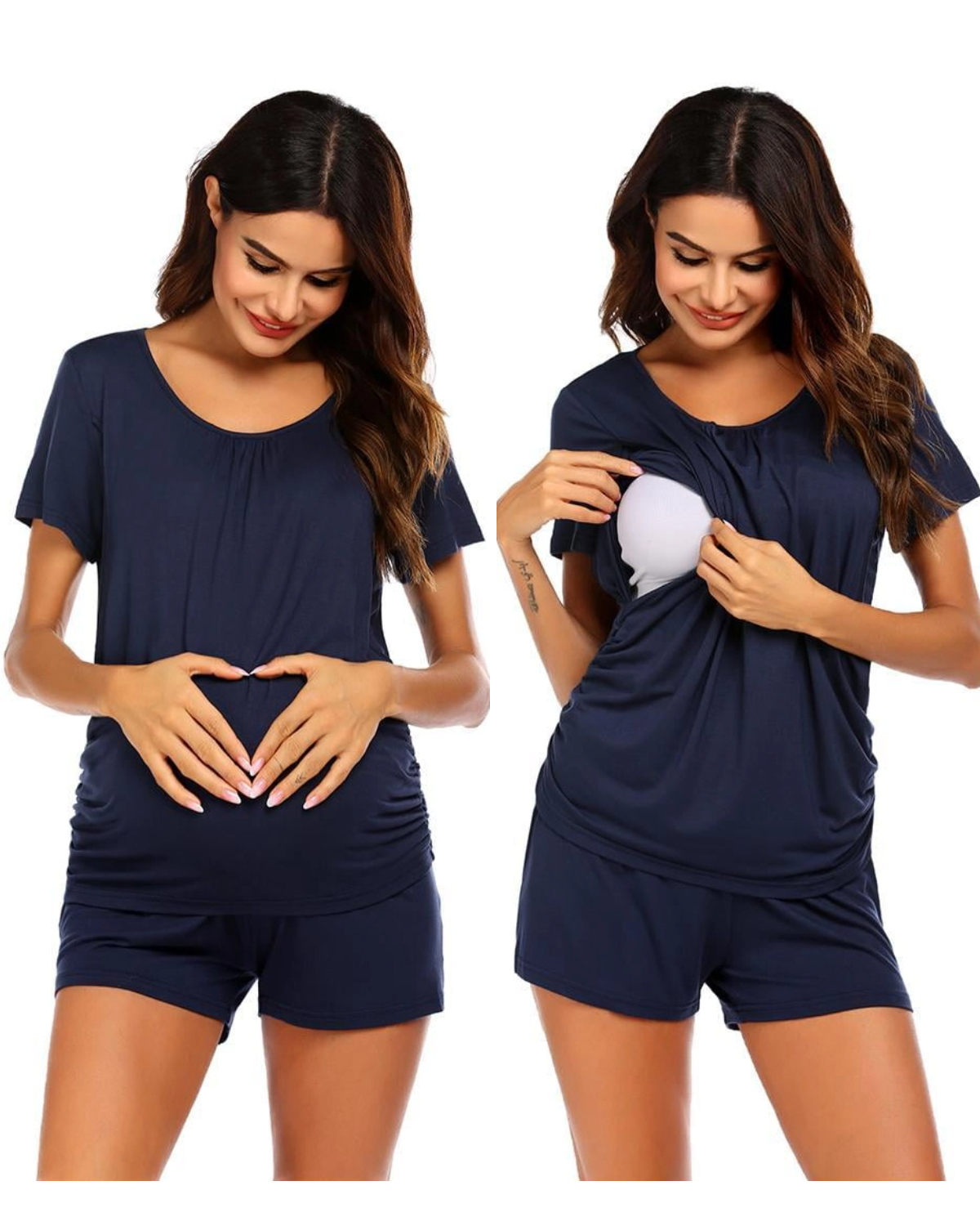 Women's Maternity Nursing Pajamas Set Long Sleeve Breastfeeding