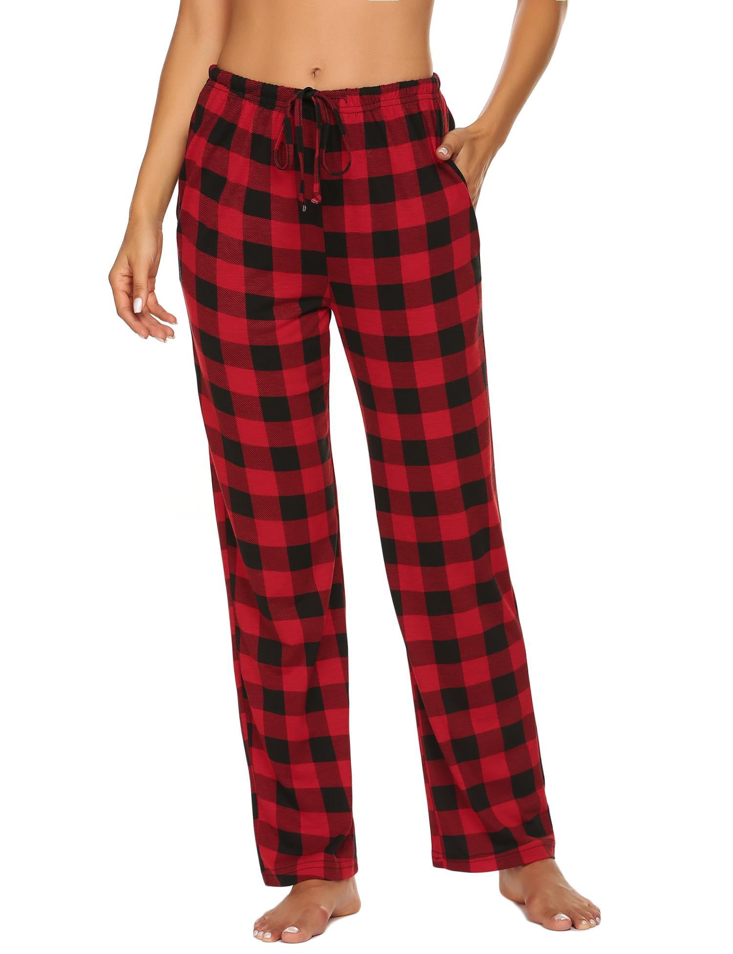 KISSGAL Women's Plaid Pajama Pants Christmas Drawstring Lounge