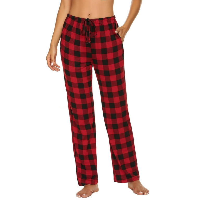 KISSGAL Women's Plaid Pajama Pants Christmas Drawstring Lounge Sleep Pants  Soft PJ Bottoms with Pockets S-XXL