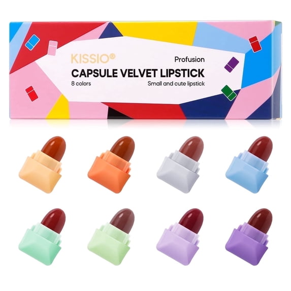 KISSIO 8 Colors Lipstick Set, Waterproof Long Lasting Mini Lipstick,Matte Lipstick,Mini Lipstick Set,Cruelty Free,1.27 oz