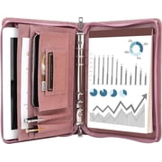 KISSKI A5 Planner Binder Padfolio for Women, Small 6 Ring Resume Folders for Interview, Vegan Leather Portfolio Organizer Folio with Zipper and 1 count A5 Notepad, Business Card/Pen Holder, Gifts,