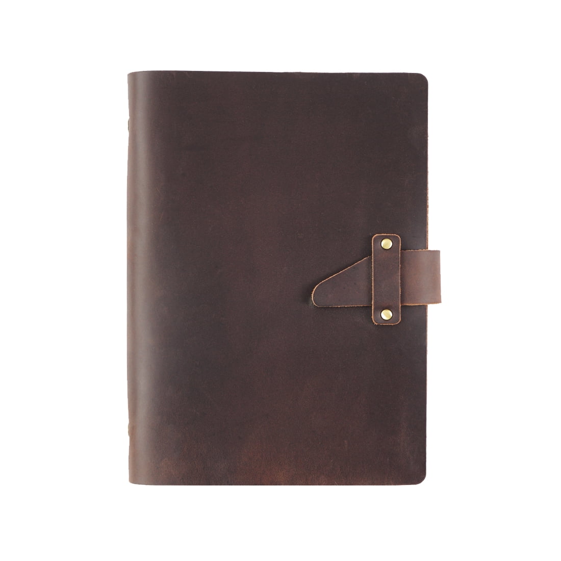 KISSKI·H Olvido A6 Refillable Leather Writing Notebook, Vintage Journal Binder Notebook, 6 Ring Binder Travelers Diary Notebook, A6 Cover with 80 Lined Pages, Gift for Women/Men, Dark brown