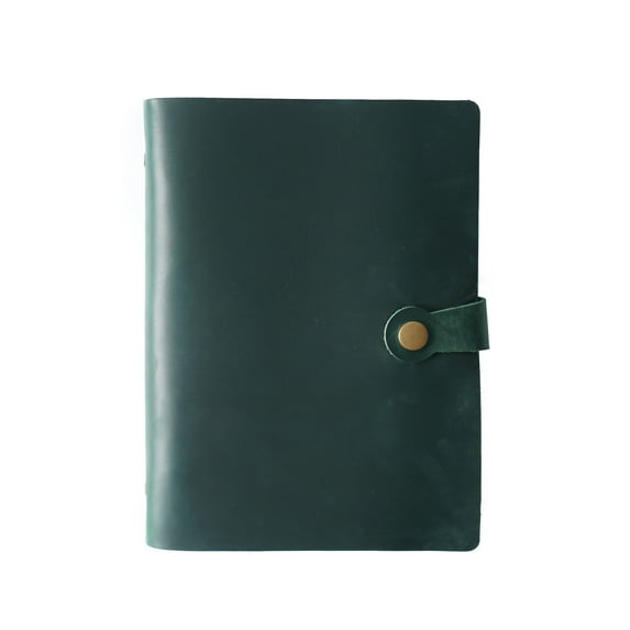 KISSKI·H Olvido Leather A7 Travelers Journal Notebook, 6 Ring Binder Writing with 80 sheet Lined Paper, Refillable Pocket Planner Organizer for Women/Men, Gift for Business, Personal Diary, Green