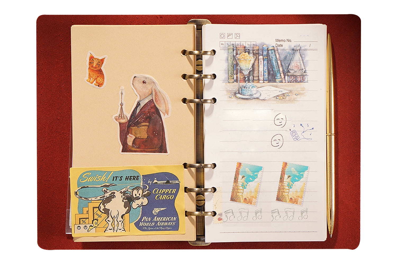 KISSKI·H Olvido Refillable Leather Journals for Women, A5 Travelers Diary Notebook with A5 Notepad, 6 Ring Binder Planner Notebook Organizer, Perfect for Business Gift/Personal Diary, Red