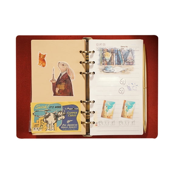 KISSKI·H Olvido Refillable Leather Journals for Women, A5 Travelers Diary Notebook with A5 Notepad, 6 Ring Binder Planner Notebook Organizer, Perfect for Business Gift/Personal Diary, Red