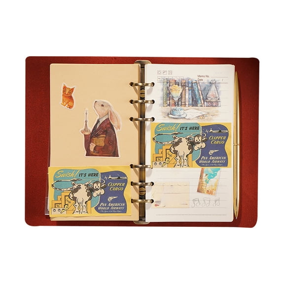 KISSKI·H Olvido Refillable Leather Journals for Women, A5 Travelers Diary Notebook with A5 Notepad, 6 Ring Binder Planner Notebook Organizer, Perfect for Business Gift/Personal Diary, Red