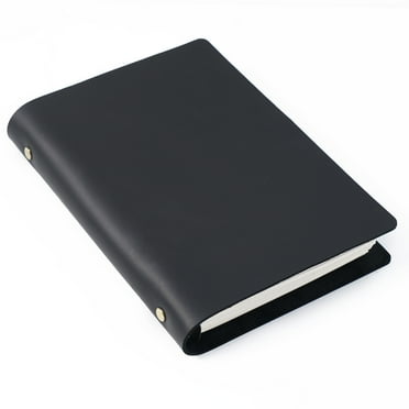 KISSKI Handmade A5 Leather Journals for Men, Refillable Planner Binder Travelers Notebook for Writing, 6 Ring Cover Notepad Holder with 160 Pages Lined, Diary Organizer Folio, 9 x 7 in, Black
