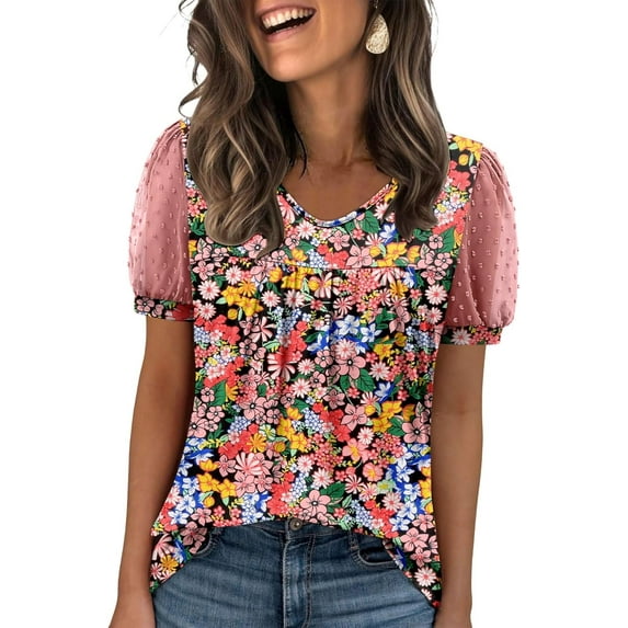 KISSMODA Blouses for Women Dressy Casual Short Sleeve Shirts for Women Summer Tops 2025 (S-3XL)