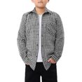 thumbnail image 1 of KISSMODA Boys Casual Button Down Shirts Kids Long Sleeve Plaid Blouses Shacket Jacket 7-15 Years, 1 of 6