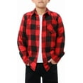 thumbnail image 1 of KISSMODA Boys Casual Button Down Shirts Kids Long Sleeve Plaid Blouses Shacket Jacket 7-15 Years, 1 of 6