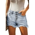thumbnail image 1 of KISSMODA Frayed Ripped Shorts for Women Stretchy Jeans with Pockets Zipper White, 1 of 6