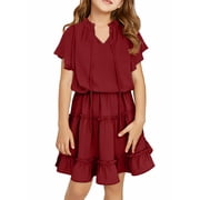 KISSMODA Girls Casual Maxi Floral Dress Long Sleeve Holiday Sundress Dresses for 5-17 Years