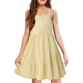 thumbnail image 1 of KISSMODA Girls Dress Casual Round Neck A Line Ruffle Sleeve Knee Length Dresses 4-13 Years, 1 of 4