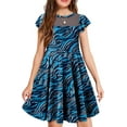 thumbnail image 1 of KISSMODA Girls Dress Casual Round Neck A Line Ruffle Sleeve Knee Length Dresses 4-13 Years, 1 of 4