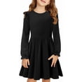 thumbnail image 1 of KISSMODA Girls Long Sleeve Casual A-Line Ruffle Skater Dress, 4-42 Years, 1 of 4