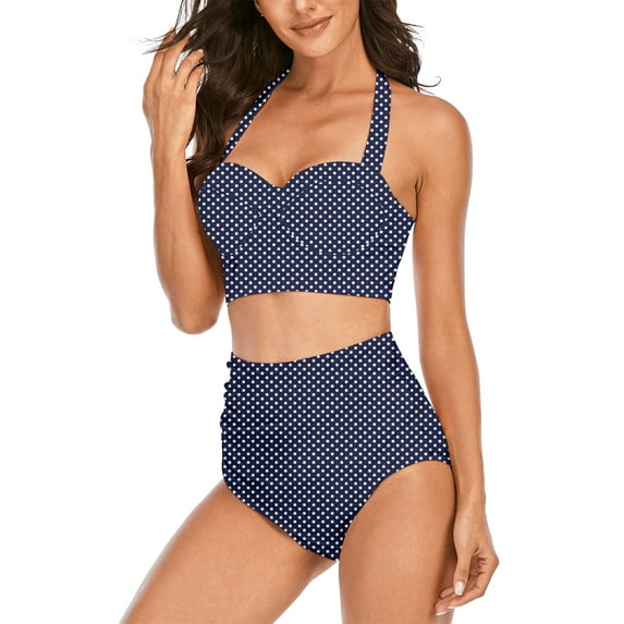 KISSMODA High Waisted Tankini Swimsuits for Women Summer Swimwear Tummy Control Two Piece Bathing Suits Bikinis