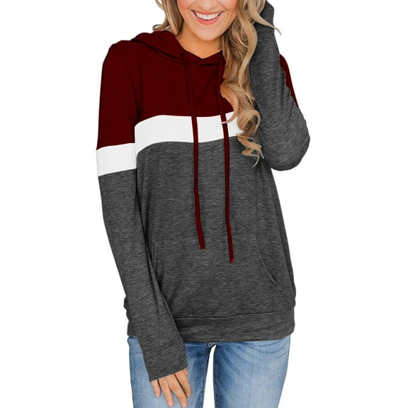 KISSMODA Hooded Sweatshirts for Women Crewneck Casual Long Sleeve Shirts Tunic Tops Drawstring Hoodies
