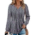 thumbnail image 1 of KISSMODA Women's Long Sleeve Comfy V-Neck Blouse & Tunic Tops, S-2XL, 1 of 4