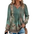 thumbnail image 1 of KISSMODA Women's Long Sleeve Comfy V-Neck Blouse & Tunic Tops, S-2XL, 1 of 4