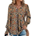 thumbnail image 1 of KISSMODA Women's Long Sleeve Comfy V-Neck Blouse & Tunic Tops, S-2XL, 1 of 4