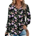 thumbnail image 1 of KISSMODA Women's Long Sleeve Comfy V-Neck Blouse & Tunic Tops, S-2XL, 1 of 4