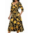thumbnail image 1 of KISSMODA Midi Dresses for Women Casual 3/4 Sleeve Wrap Dress Plus Size Curvy Cocktail Dresses with Pockets, 1 of 7