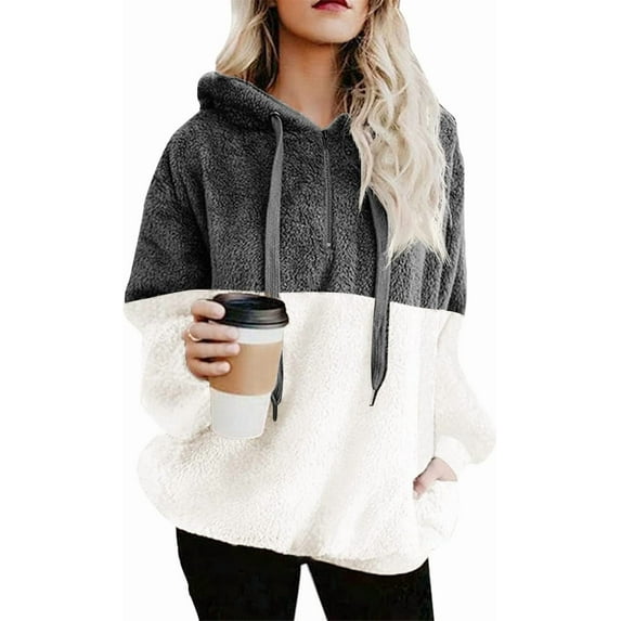 KISSMODA Sherpa Pullover Hoodies Sweatshirts for Women