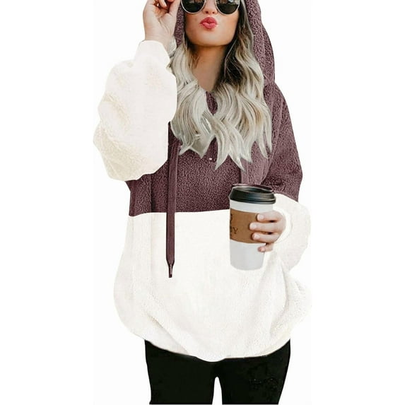 KISSMODA Sherpa Pullover Hoodies Sweatshirts for Women