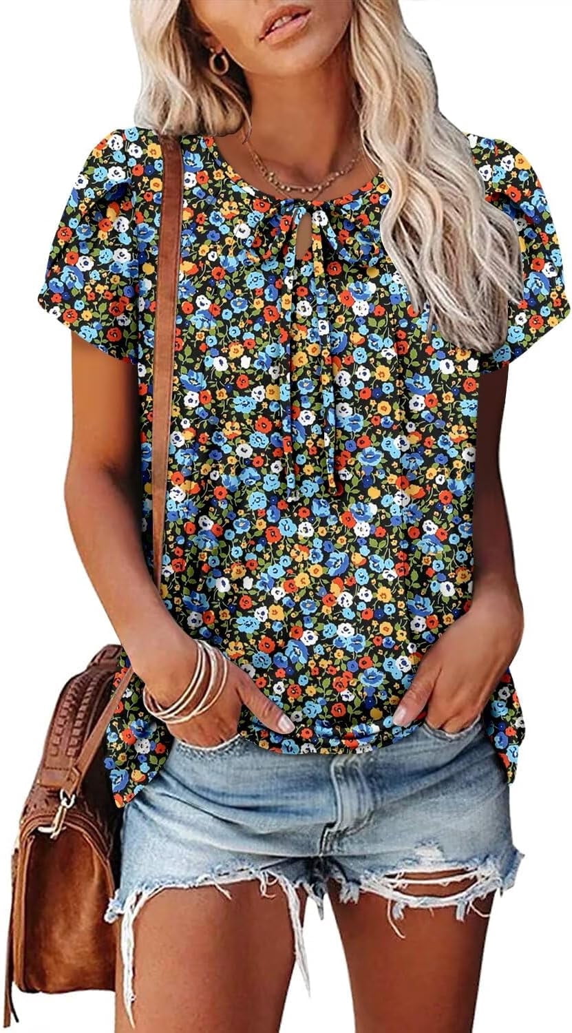 KISSMODA Short Sleeve Shirts for Women Dressy Casual Summer Blouses ...