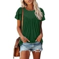 thumbnail image 1 of KISSMODA Short Sleeve Shirts for Women Dressy Casual Summer Blouses Pleated Front Loose Fit Tunic Tops, 1 of 6