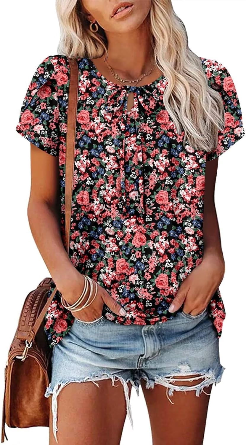 KISSMODA Short Sleeve Shirts for Women Dressy Casual Summer Blouses ...