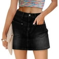 thumbnail image 1 of KISSMODA Skirts for Women Denim Mini Cargo Skirt Mid Rise Button Up Bodycon Y2k Trendy Summer Casual Jean Skirt, 1 of 5