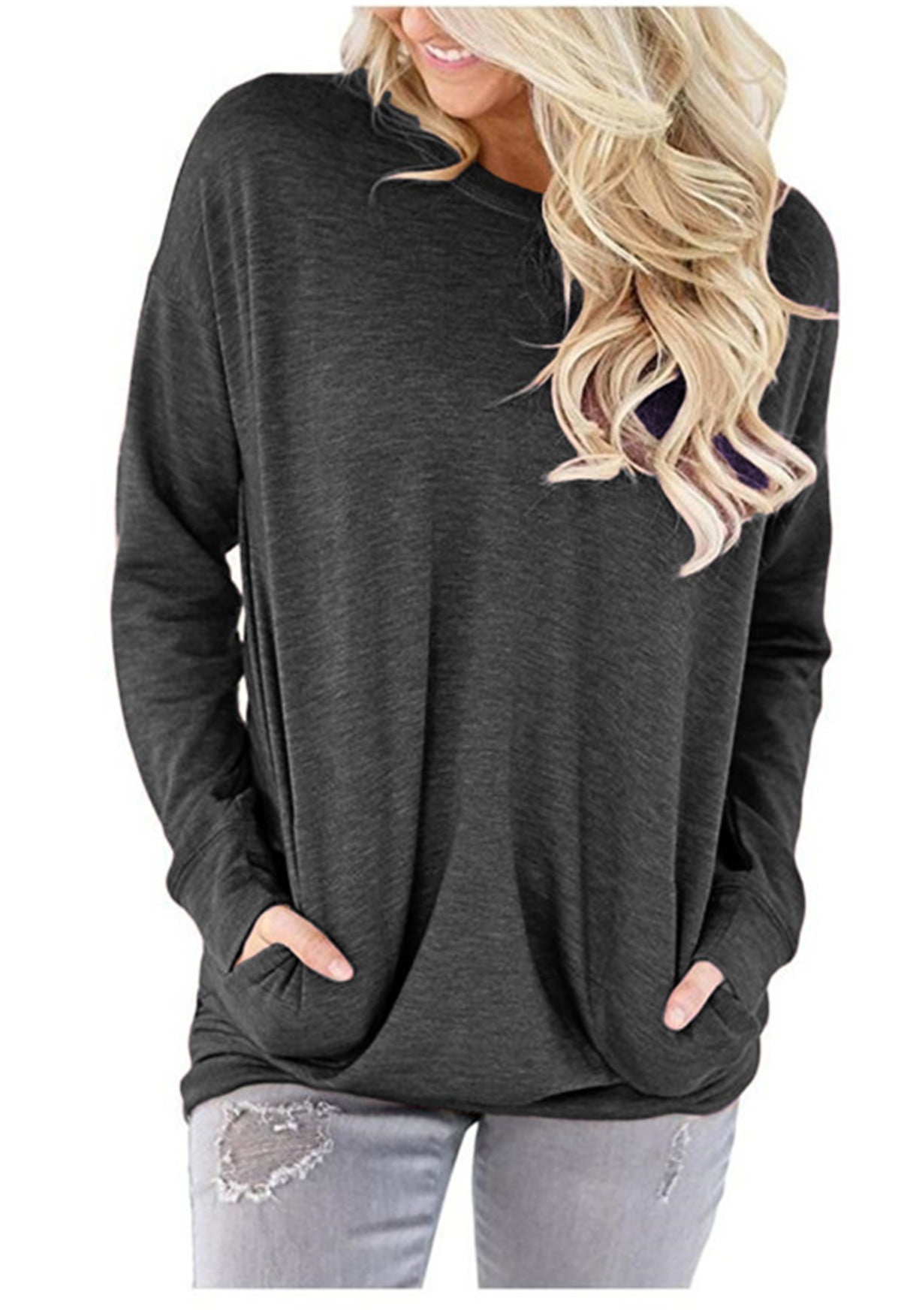 KISSMODA Sweatshirts for Women Crewneck Casual Long Sleeve Shirts Tunic ...